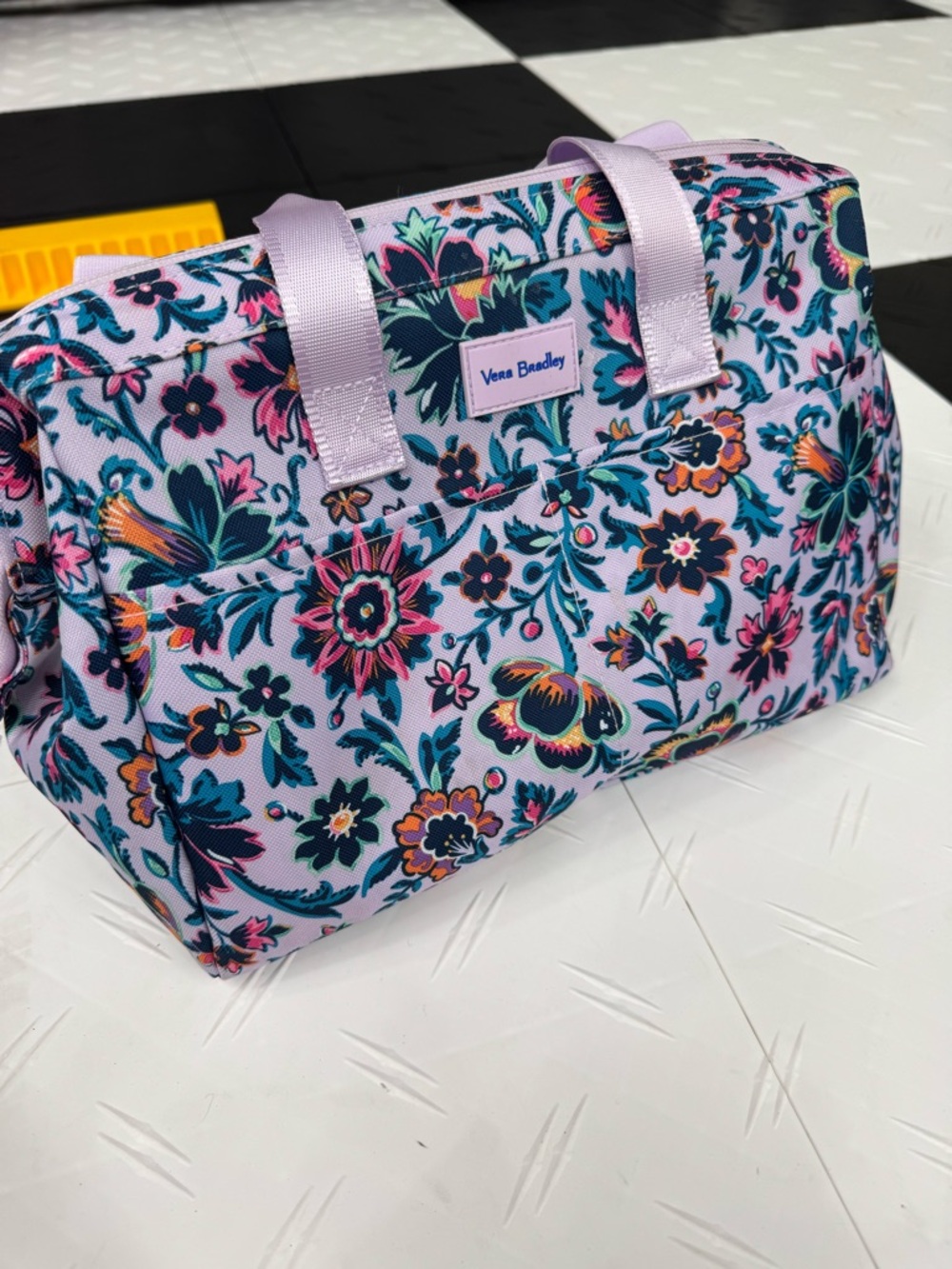 Vera Bradley Lilac Floral Cosmetic Tote with Multicolor Blooms